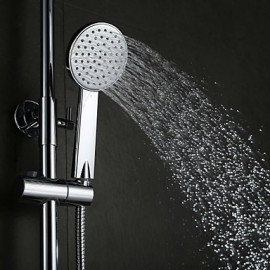 Contemporary Fashion Wall Hanging Type Brass Chrome 38 Degrees Smart Thermostatic Shower Faucets Set - Silver