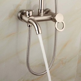 Nickel Finish Tub Shower Faucet with 8 inch Shower Head + Hand Shower