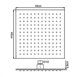 16" High Quality Fashion 304 Stainless Steel Wire Drawing Processing Square Shower Head - Silver