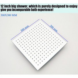 Contemporary Square LED Rainfall Shower Head 12 Inch Chrome Brass