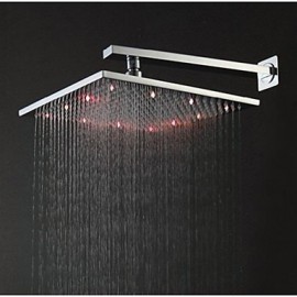 12 Inch Square Brass Brushed 3 Colors Temperature Sensitive LED Rainfall Shower Head