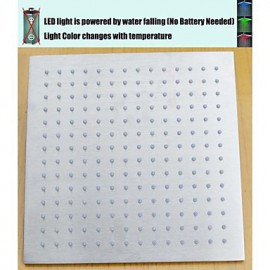 12 Inch Square Brass Brushed 3 Colors Temperature Sensitive LED Rainfall Shower Head