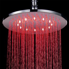 10 Inch Contemporary Durable Chromed Brass Round LED RGB Rain Shower Head - Silver