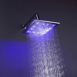 10 Inch Square Chrome 3 Colors LED Temperature Sensitive Rainfall Shower Head