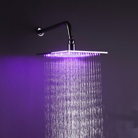 10 Inch Square Chrome 3 Colors LED Temperature Sensitive Rainfall Shower Head