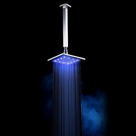 Chrome Finish Brass 10-inch 3 Color Changing LED Square Ceiling Shower Head