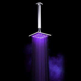 Chrome Finish Brass 10-inch 3 Color Changing LED Square Ceiling Shower Head
