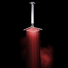 Chrome Finish Brass 10-inch 3 Color Changing LED Square Ceiling Shower Head