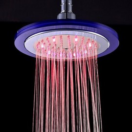 8 Inch Temperature Control LED RGB Round Bathroom Shower Head - Silver + Transparent Blue