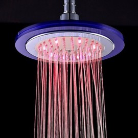 8 Inch Temperature Control LED RGB Round Bathroom Shower Head - Silver + Transparent Blue