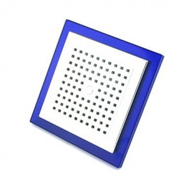 8 Inch Temperature Control LED RGB Square Bathroom Shower Head - Silver + Transparent Blue
