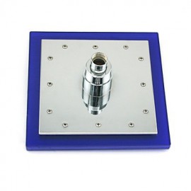 8 Inch Temperature Control LED RGB Square Bathroom Shower Head - Silver + Transparent Blue
