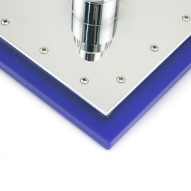 8 Inch Temperature Control LED RGB Square Bathroom Shower Head - Silver + Transparent Blue