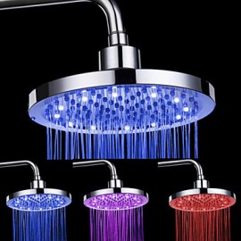 Chrome Finish Round 3 Colors Temperature-controlled LED Shower Head