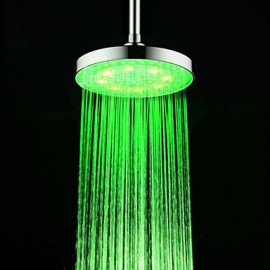 8 Inch A Grade ABS Chrome Finish Round RGB LED Rain Shower Head - Silver