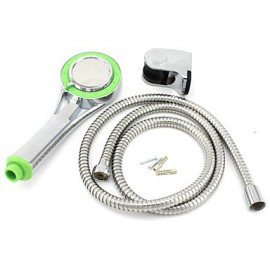 3-Mode Adjustable Handheld Chrome-plated Hand Shower- Silver + Green