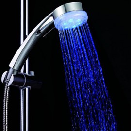 Contemporary Sturdy Chrome Round Color Changing LED Hanldheld Shower head