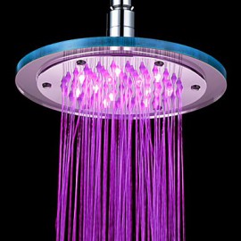 Contemporary Chrome 7 Colors Changing LED Shower Faucet Head of 8 inch