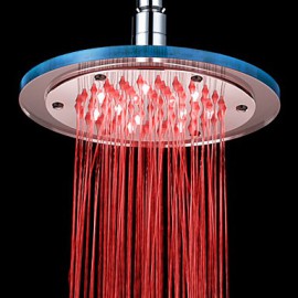 Contemporary Chrome 7 Colors Changing LED Shower Faucet Head of 8 inch