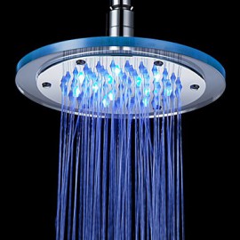 Contemporary Chrome 7 Colors Changing LED Shower Faucet Head of 8 inch