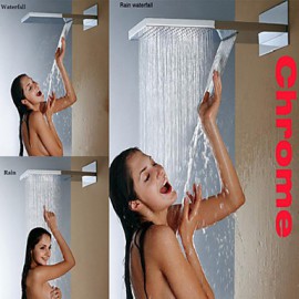 Wall Mounted Stainless Steel 304 Chrome Bathroom Shower Head With Rainfall And Waterfall Two Water Functions