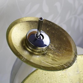 Bathroom Sink Set,Tempered glass Vessel Sink With Waterfall Tap,Mounting Ring and Water Drain