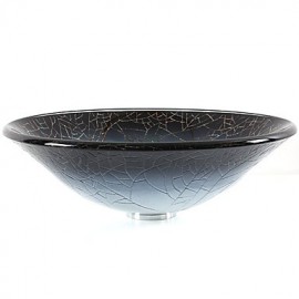 Round Cap Contemporary Bathroom Tempered Glass Sink Set