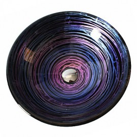 Round Contemporary Bathroom Tempered Glass Sink Set