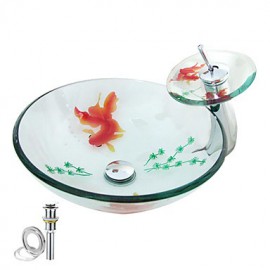 Round Transparent Tempered Glass Vessel Sink