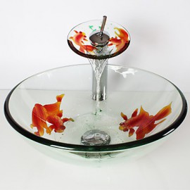 Round Transparent Tempered Glass Vessel Sink