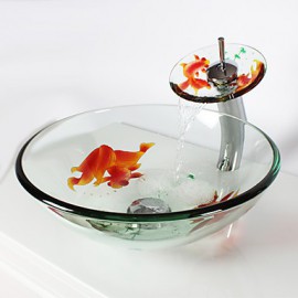 Round Transparent Tempered Glass Vessel Sink