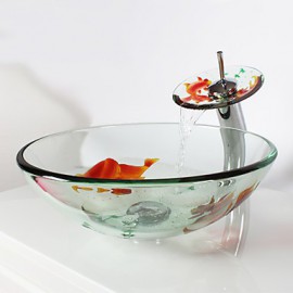 Round Transparent Tempered Glass Vessel Sink