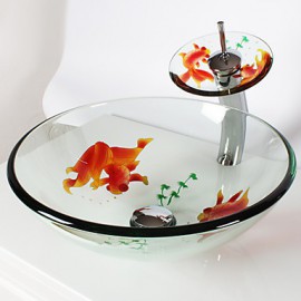 Round Transparent Tempered Glass Vessel Sink