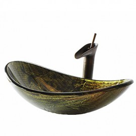 Antique Tempered Glass Bathroom Sink Set