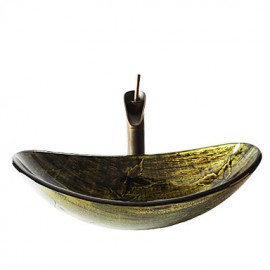 Antique Tempered Glass Bathroom Sink Set