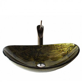 Antique Tempered Glass Bathroom Sink Set