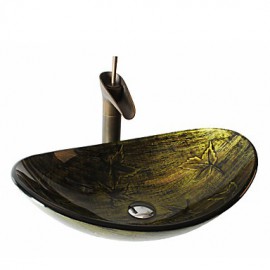 Antique Tempered Glass Bathroom Sink Set