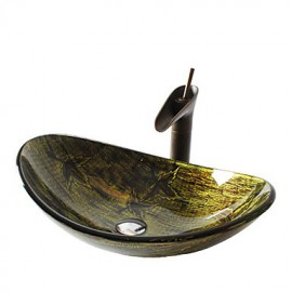 Antique Tempered Glass Bathroom Sink Set