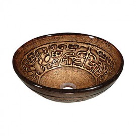 Brown Round Tempered glass Vessel Sink