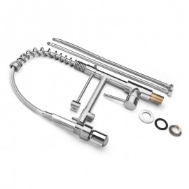 Personalized Contemporary Kitchen Tap Nickel Brushed Finish Single Handle LED Pull-out spout