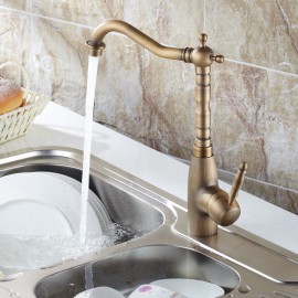 Deck Mounted Single Handle One Hole with Antique Brass Kitchen Tap