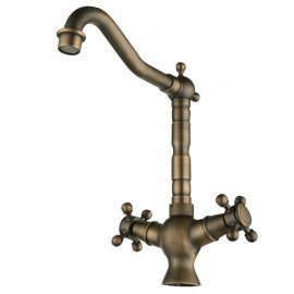 Deck Mounted Two Handles One Hole with Antique Brass Kitchen Tap