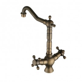 Deck Mounted Two Handles One Hole with Antique Brass Kitchen Tap