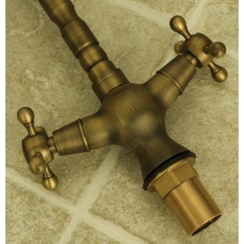 Deck Mounted Two Handles One Hole with Antique Brass Kitchen Tap