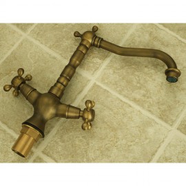 Deck Mounted Two Handles One Hole with Antique Brass Kitchen Tap