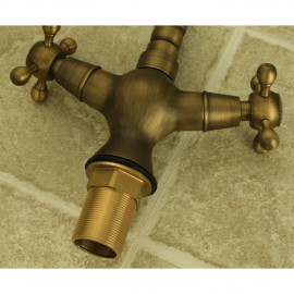 Deck Mounted Two Handles One Hole with Antique Brass Kitchen Tap