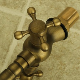 Deck Mounted Two Handles One Hole with Antique Brass Kitchen Tap