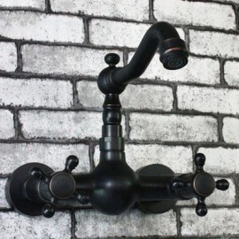 Wall Mounted Two Handles Two Holes with Oil-rubbed Bronze Kitchen Tap