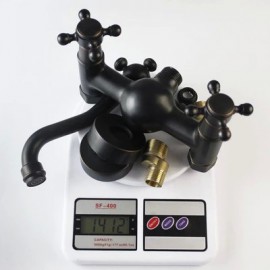 Wall Mounted Two Handles Two Holes with Oil-rubbed Bronze Kitchen Tap