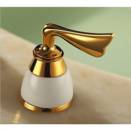 3 Pcs Golden Color Tap 2 Handle Waterfall Tap Bathroom Basin Sink Bathtub Mixer Faucet